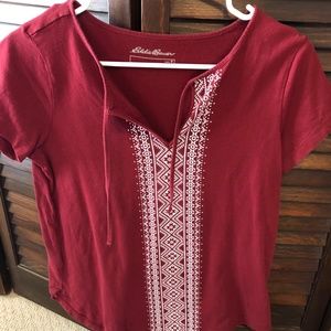 Women's Eddie Bauer Cap Sleeve tie shirt